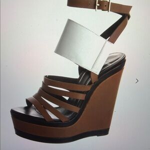 Pierre Hardy Brown and White Wedge Sandals